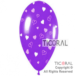 GLOBO S R12 INF FASHION VIOLETA CORAZONES H3 x 10